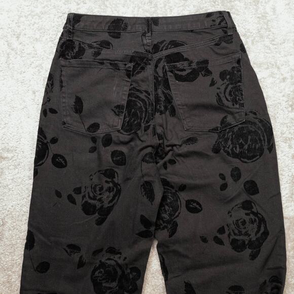 Wild Fable High Rise Straight Black Rose Velvet Denim Jeans Womens Size 8 - Picture 3 of 16